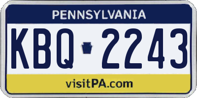 PA license plate KBQ2243