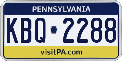 PA license plate KBQ2288