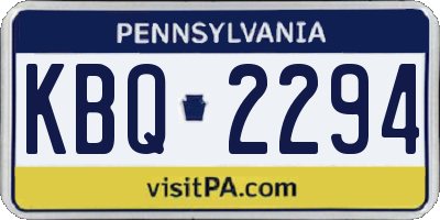 PA license plate KBQ2294