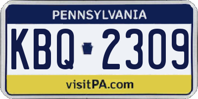 PA license plate KBQ2309