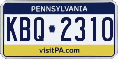 PA license plate KBQ2310