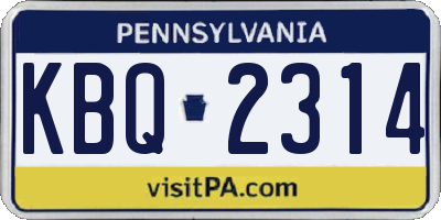 PA license plate KBQ2314