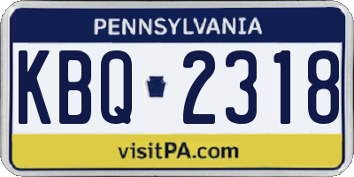 PA license plate KBQ2318