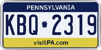 PA license plate KBQ2319