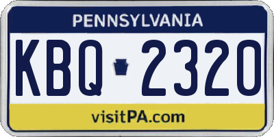 PA license plate KBQ2320