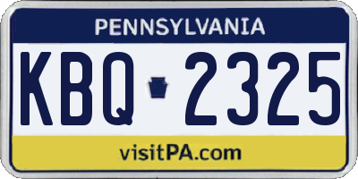 PA license plate KBQ2325