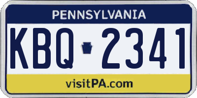 PA license plate KBQ2341