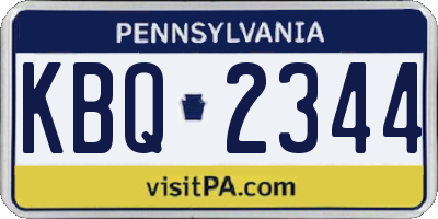 PA license plate KBQ2344