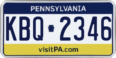 PA license plate KBQ2346