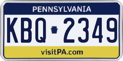 PA license plate KBQ2349