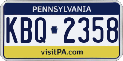 PA license plate KBQ2358