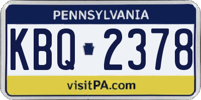 PA license plate KBQ2378