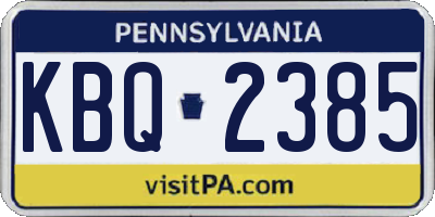 PA license plate KBQ2385