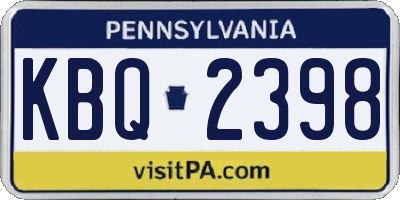 PA license plate KBQ2398