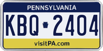 PA license plate KBQ2404