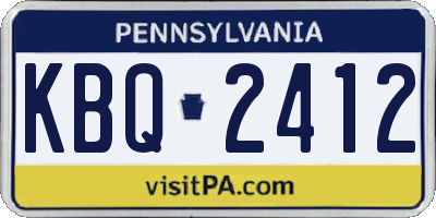 PA license plate KBQ2412