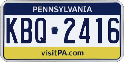 PA license plate KBQ2416