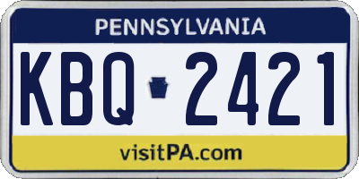 PA license plate KBQ2421