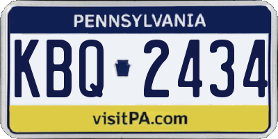 PA license plate KBQ2434