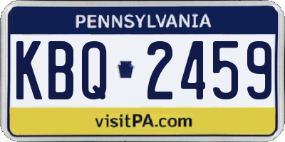 PA license plate KBQ2459