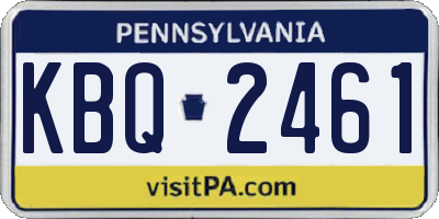 PA license plate KBQ2461