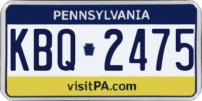 PA license plate KBQ2475