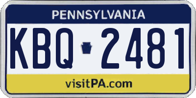 PA license plate KBQ2481