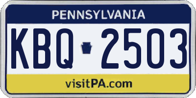 PA license plate KBQ2503