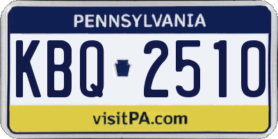 PA license plate KBQ2510