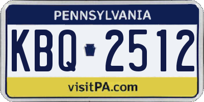 PA license plate KBQ2512