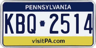 PA license plate KBQ2514