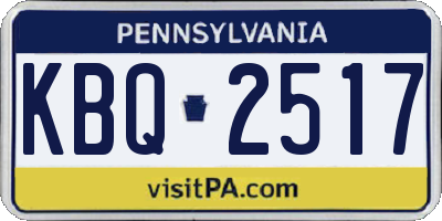 PA license plate KBQ2517