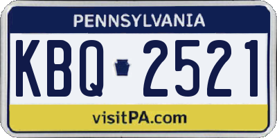 PA license plate KBQ2521