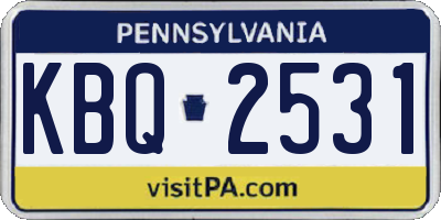 PA license plate KBQ2531