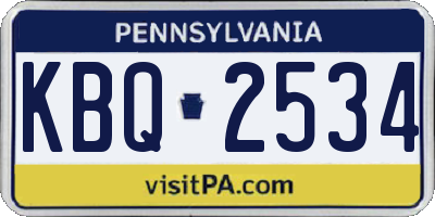 PA license plate KBQ2534