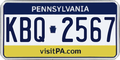 PA license plate KBQ2567