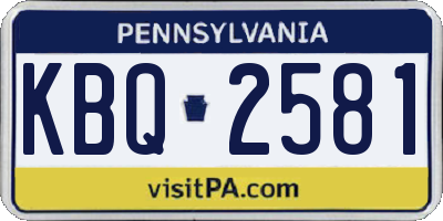 PA license plate KBQ2581