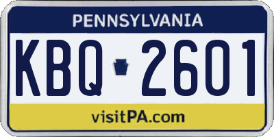 PA license plate KBQ2601