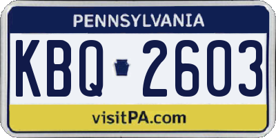 PA license plate KBQ2603