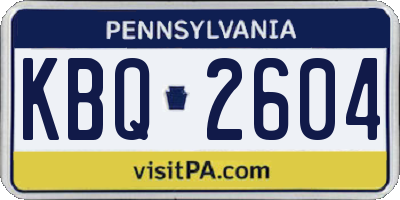 PA license plate KBQ2604