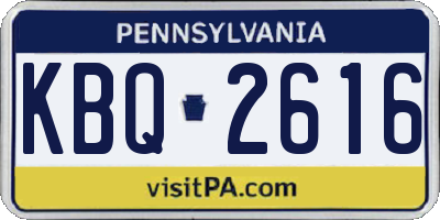PA license plate KBQ2616