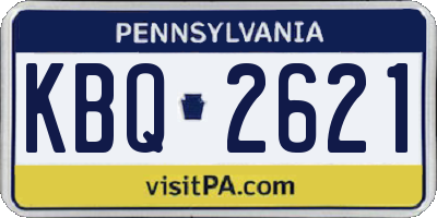 PA license plate KBQ2621