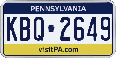 PA license plate KBQ2649