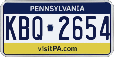 PA license plate KBQ2654