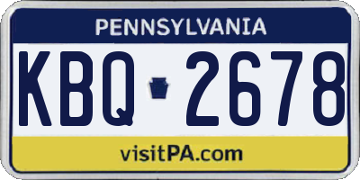 PA license plate KBQ2678