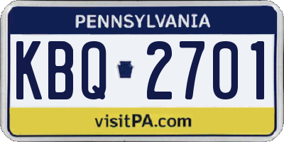 PA license plate KBQ2701