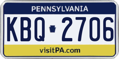 PA license plate KBQ2706