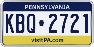 PA license plate KBQ2721