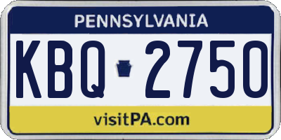PA license plate KBQ2750