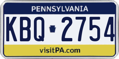PA license plate KBQ2754